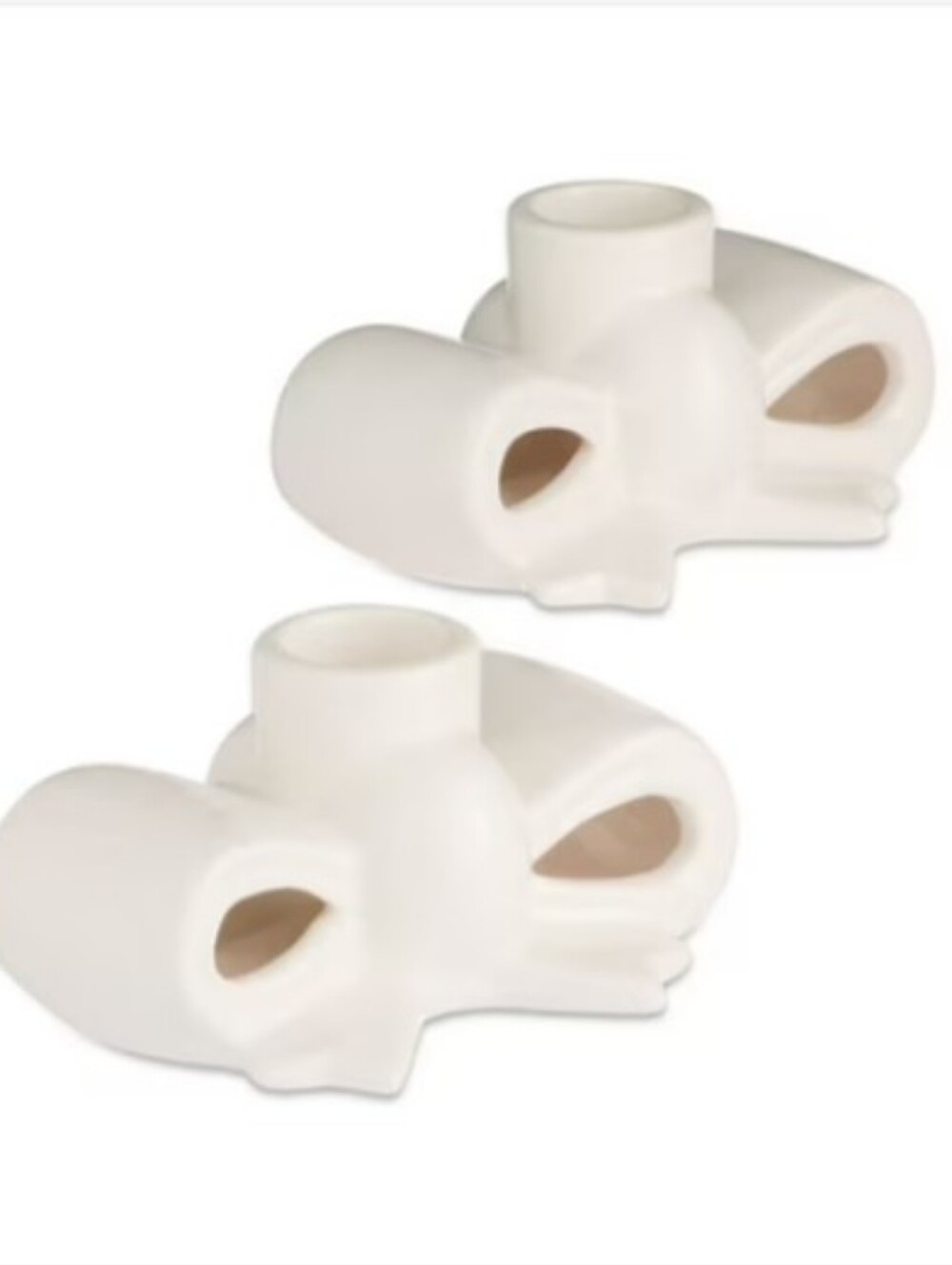 Stoneware Taper Candle Holders, White, 2 Count, by My Texas House